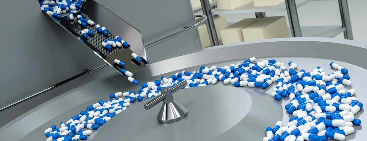 Machine that makes capsules in a pharmaceutical laboratory